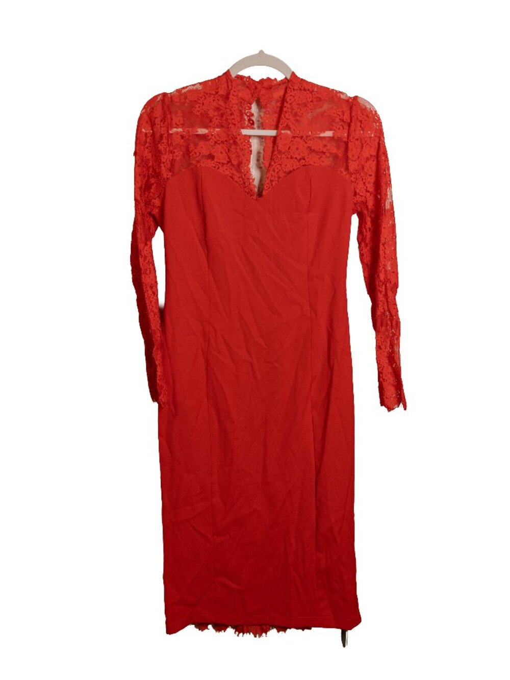 NWT RetroStage Vibrant Red Lace Button Collared Bodycon Dress - Small